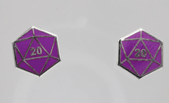Foam Brain Dice: D20 Stud Earrings: Purple FBG0844